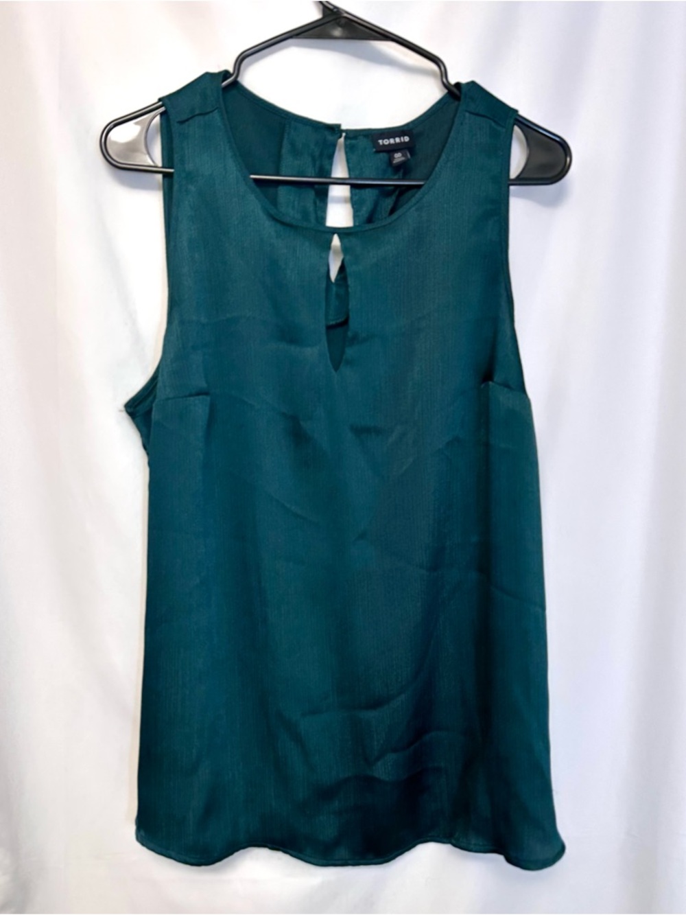 Torrid Dark Teal Sleeveless Blouse Size 00 Keyhole Neck Lightweight Top
